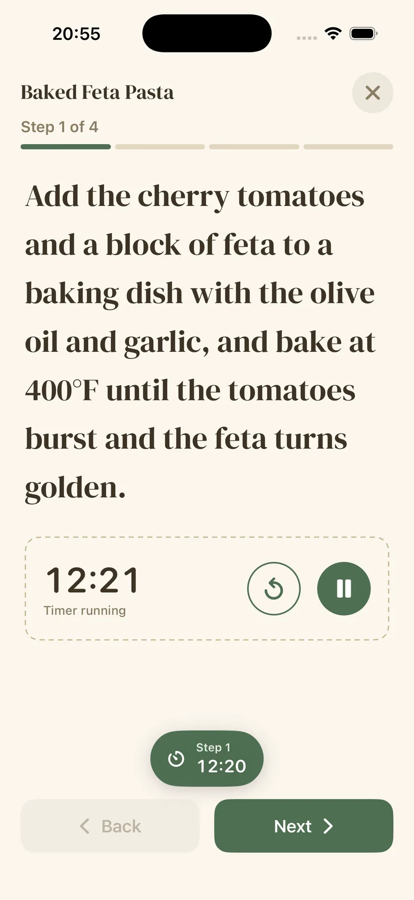 Platter's step-by-step Cook Mode showing a recipe instruction