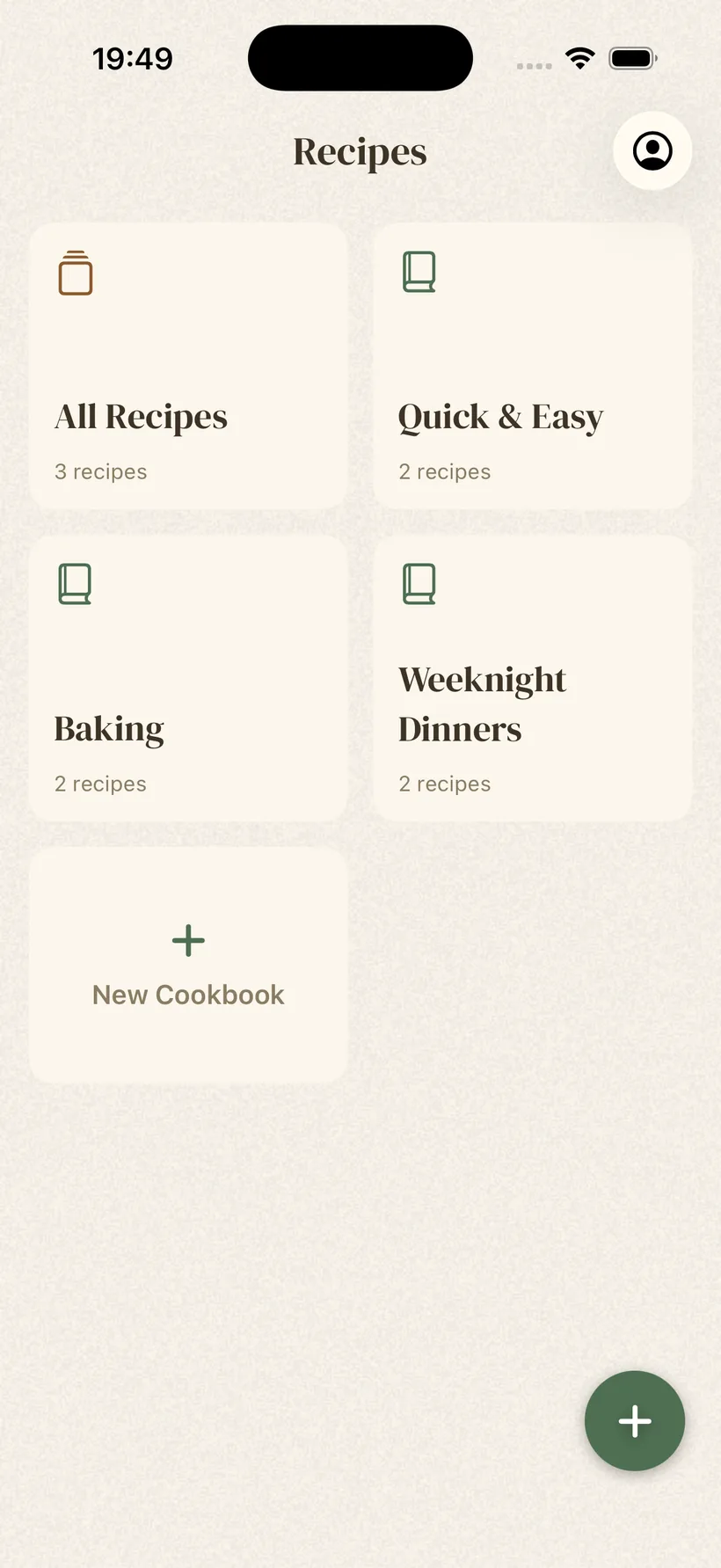 Platter cookbooks grid screen